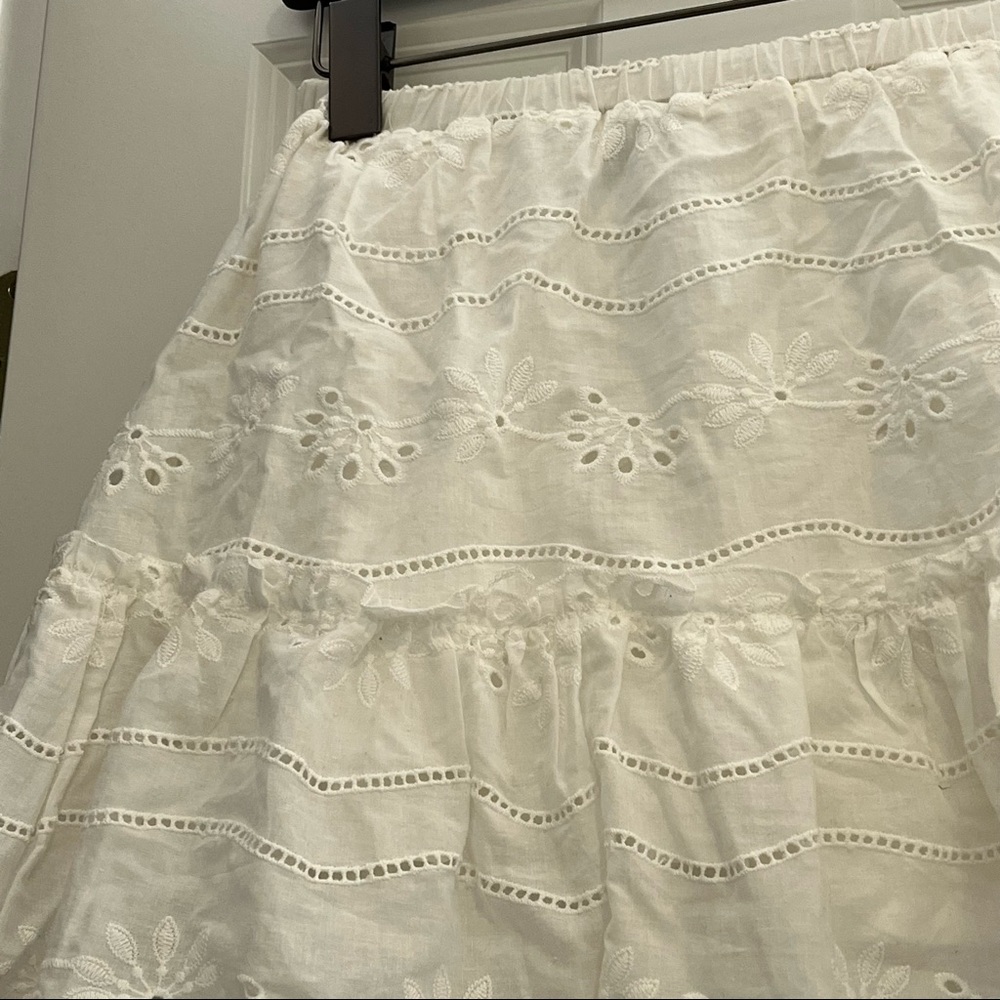 Sabo Skirt Eyelet White Ruffle Skirt XS - Picture 2 of 5